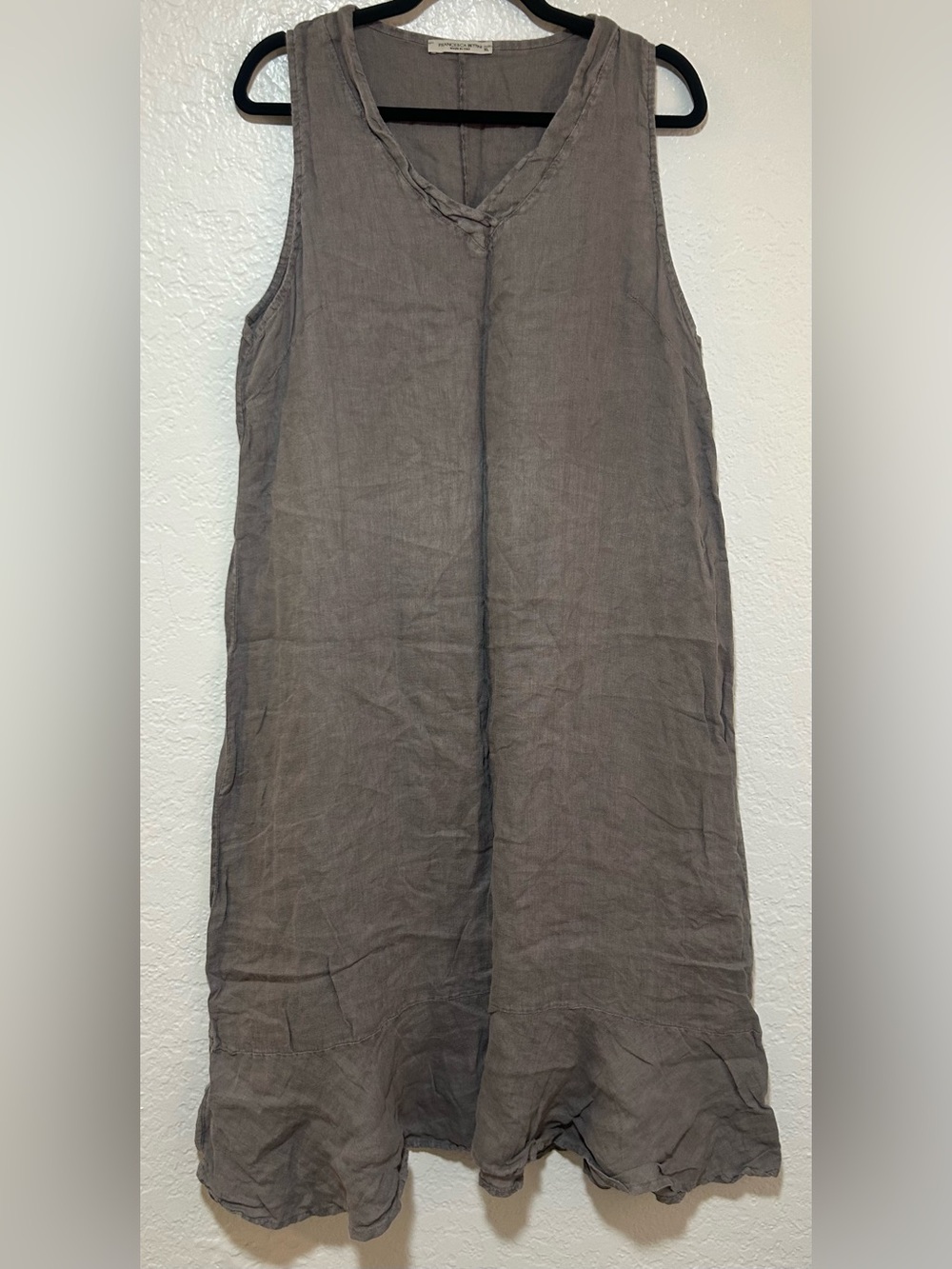 Francesca Bettini 100% Italian Linen Sleeveless Gray Dress